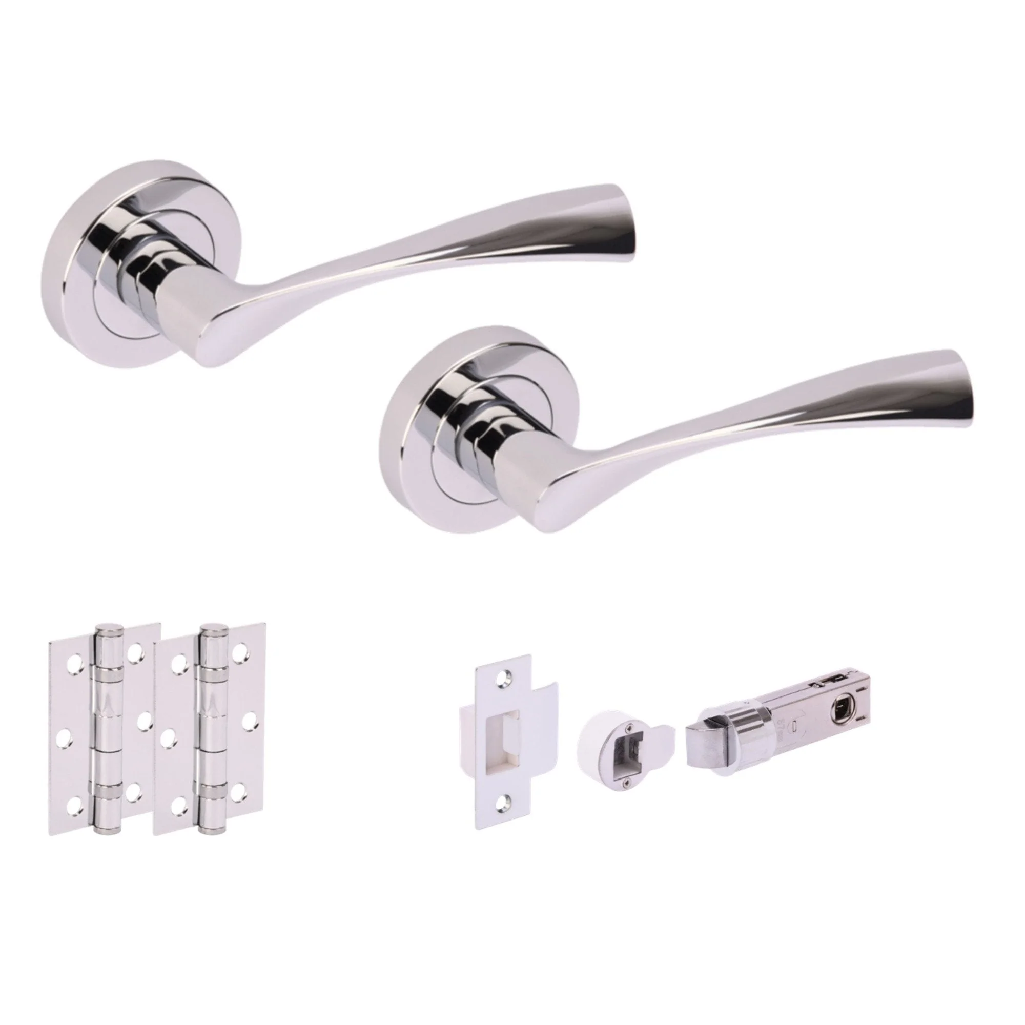 Oasis Round Rose Lever Door Handle Set - Polished Chrome (341520 ...